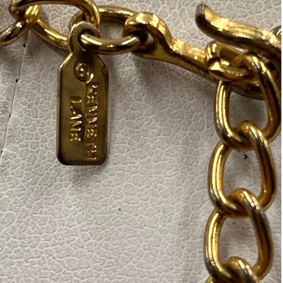 KENNETH LANE Gold Tone Large Faux Resin Turquoise Chunky
Statement Necklace - Picture 8 of 10